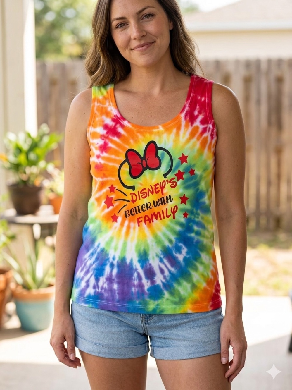 Disney Family Rainbow Tie-Dye Minnie Tank Top